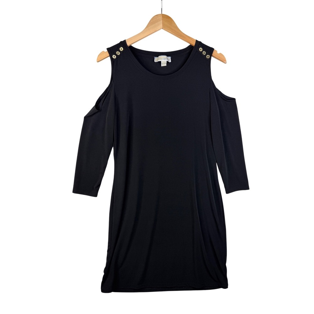 Michael Kors Cold Shoulder Long Sleeve Shift Dress‎ size Medium Black
